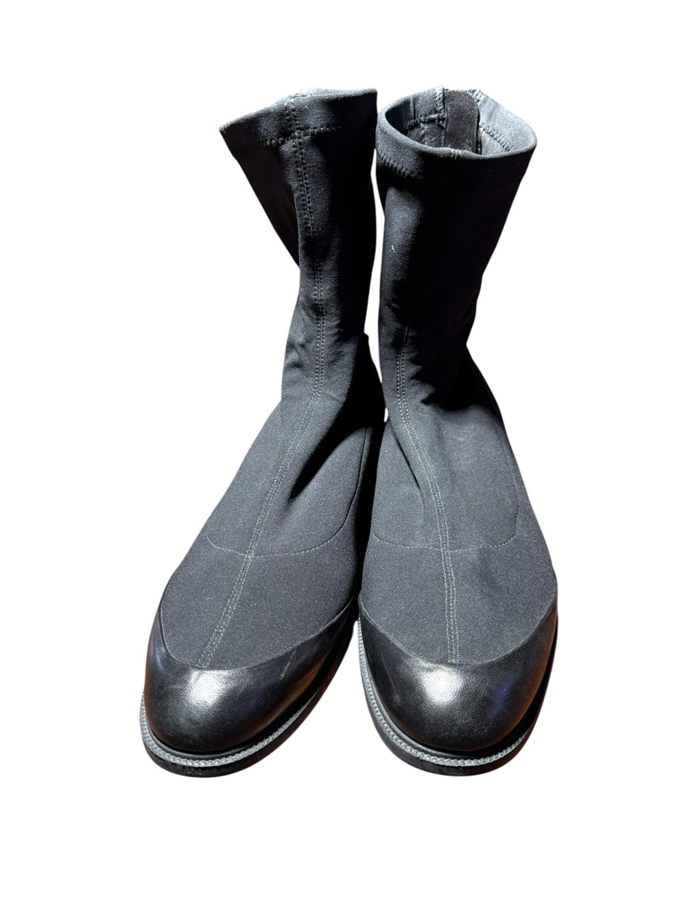 Salvatore Ferragamo Black Stretch Sock Boot 10.5 Patent Cap Toe Zip Luxury
